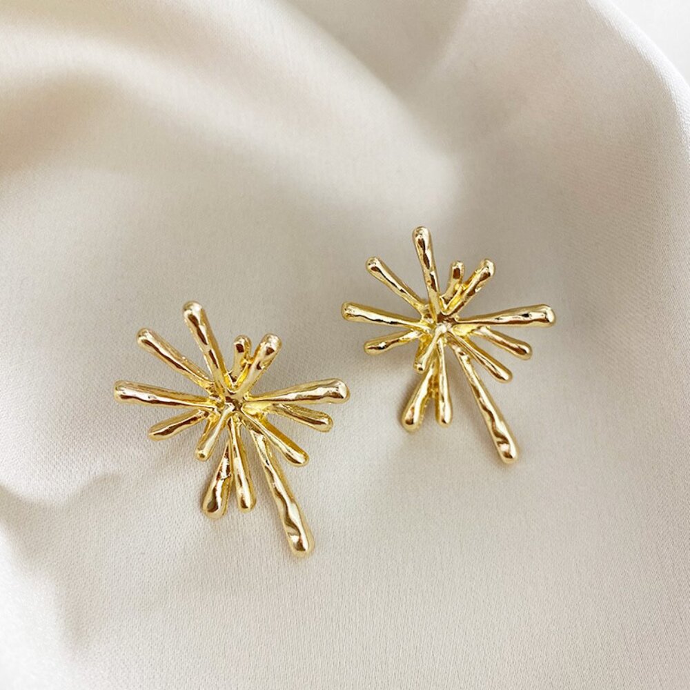 Gold Starburst Stud Earrings